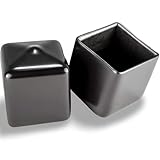 Prescott Plastics 1 Inch Square Black Vinyl End Cap, Flexible Pipe Post Rubber Cover ((A) Pack of 10 Caps)