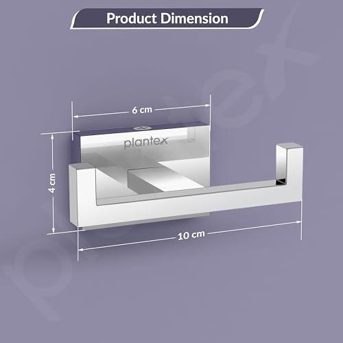 Image of Plantex 304 Grade Stainless Steel Robe Hook /Cloth Hanger /Robe Hooks for Bathroom /Hooks for Wall /Bathroom Accessories - Chrome (Benz)
