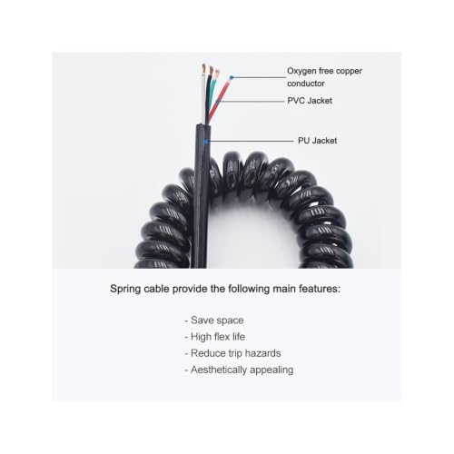Câble spiralé extensible en PU de haute résistance avec 12 conducteurs de 1mm² de 7M - 3