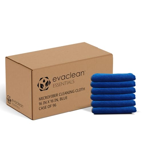 EvaClean Essentials - Panno in microfibra di alta qualità, 40,6 x 40,6 cm, riutilizzabile, lavabile, antigraffio, in microfibra per pulire, spolverare, lucidare, ad alta assorbenza e durata, blu,