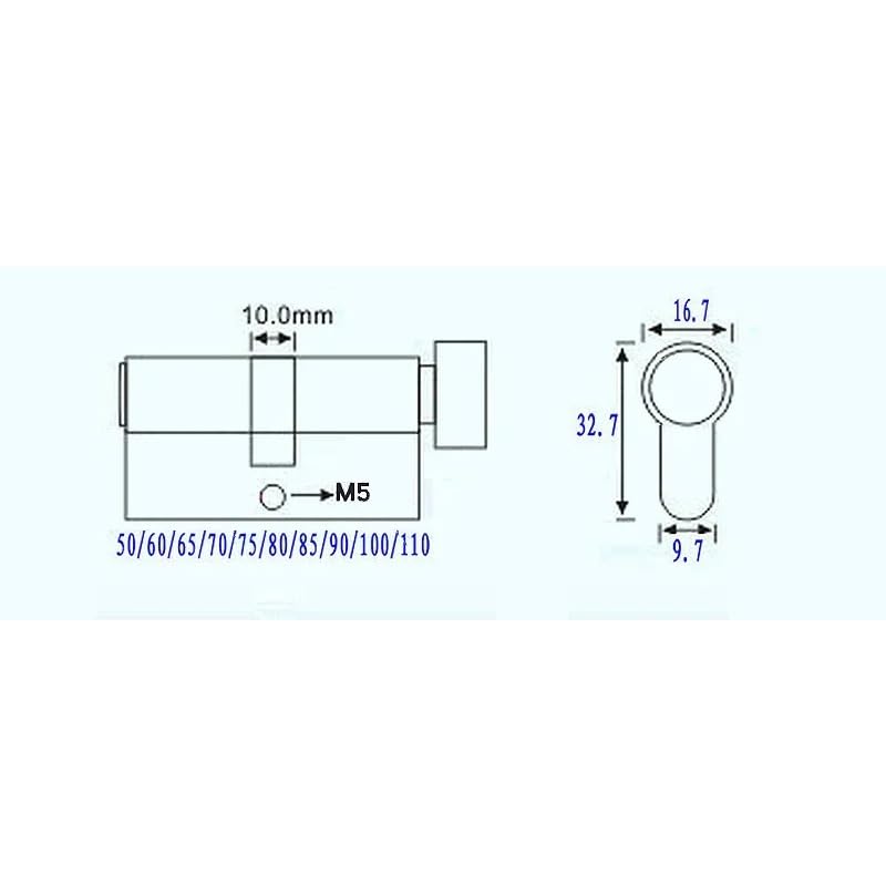 Cerradura de cilindro europeo 55 60 65 70 75 80 85 90 mm Cerradura de puerta de cobre de seguridad con 5 llaves for llave de latón de dormitorio interior(Dc-70mm)