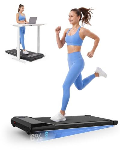 Image of 6% Incline 300 lbs Walking Pad Under Desk Treadmill | Quiet portable mini treadmill for home office with app & remote control. 100% pre-assembled and slim space-saving design.