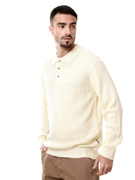 wrogn Beige Knit Polo Neck Sweater-picture-27