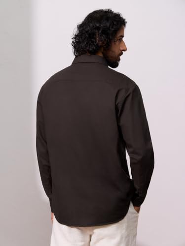 Image of The Souled Store Cotton Linen: Men and Boys Long Sleeve Spread Collar Solid Cotton Relaxed Fit Easy to Style Everyday Office Wear Cotton Linen Shirts