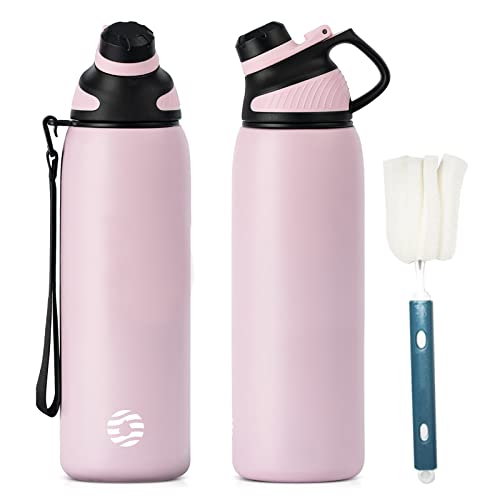 Fjbottle Stainless Steel Water Bottle 600ml/800ml/1L/1.5L with Magnetic Lid, BPA Free Insulated Water Bottle, Sports Metal Water Bottle Hot&Cold Drinks Vacuum Flask Leak-Proof for Gym, Work, Travel
