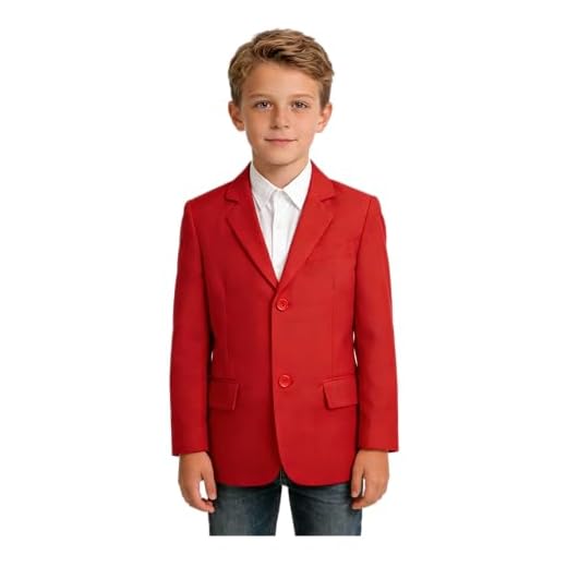 YANLU Meninos Blazer Masculino Slim, Casaco Formal, Jaqueta Casual, Uniforme Escolar Vermelho, Esportivo, Empresarial, Tamanho 7