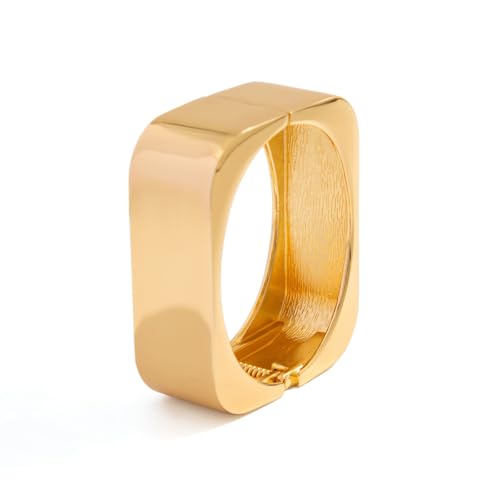 Chunky Silver Bangles for Women Non Tarnish Bracelets Simple Square Wide Cuff Bangle Trendy Jewelry for Women