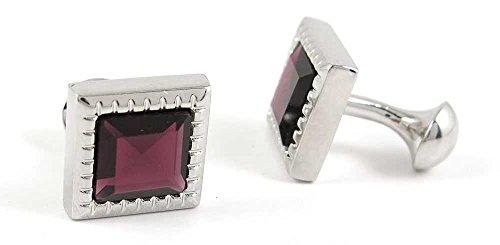 Par de mancornas cuadradas de cristal rojo profundo para hombre miniatura 1
