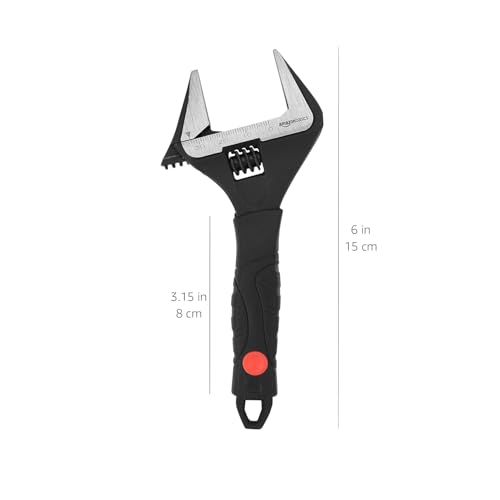 Amazon Basics Plumbing Adjustable Wrench with Soft Grip, Wide Mouth, 6.34 x 2.83 x 0.59 inches (LxWxH) - Image 6