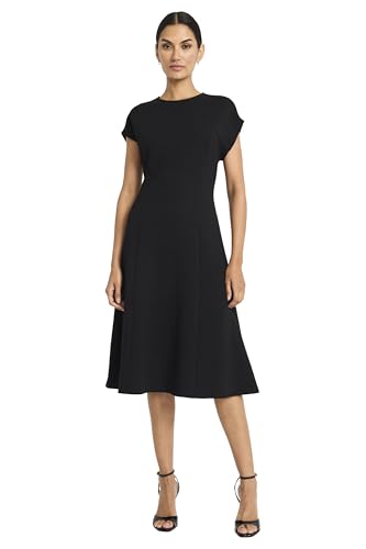 Maggy London Women's Classic Crew Neck Short Sleeve Midi-Special Occasion Fitted A-line Wedding Guest Wear to Work Dress