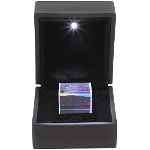 UKCOCO Würfel aus optischem Glas, Prisma mit Box, Maße 2,3 x 2,3 x 2,3 cm, für Lehrzwecke oder zur Dekoration