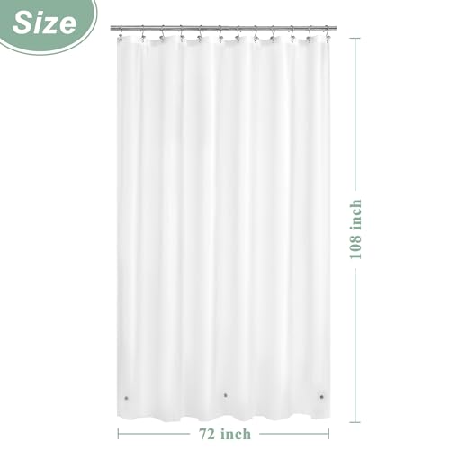 Image of Mrs Awesome Extra Long Frost Shower Curtain Liner with 3 Magnets, 72x108 Frosted PEVA Shower Liner, Light Weight Plastic Shower Curtain for Bathroom, Waterproof,Frost