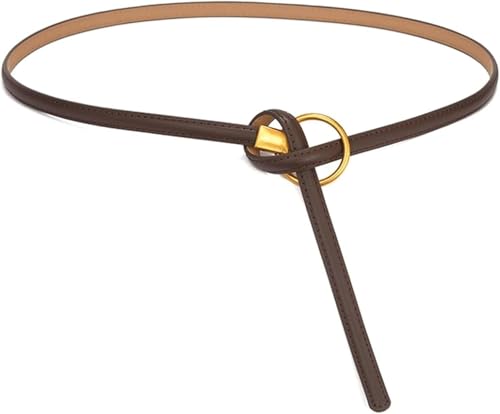 Belts for women, Waist Belt Women's Waist Belts Cowhide Small Thin Belts Circular Tie Dress Vintage Casual Belt Decorative(Caramel)