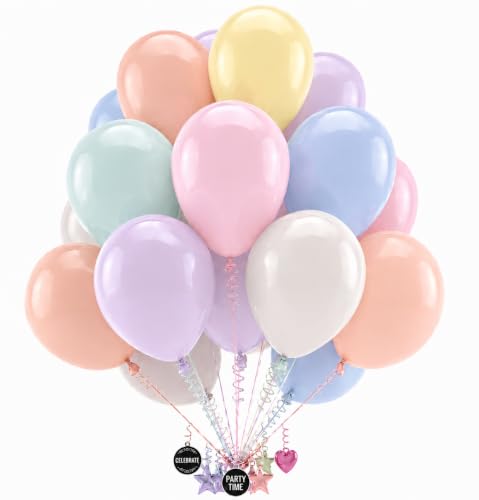 Artier Pastel Balloons 30 Pack 12 Inch Biodegradable Latex Party Balloons in 10 Assorted Pastel Colours Multicoloured Helium Balloons for Birthday Baby Shower and Wedding Decorations