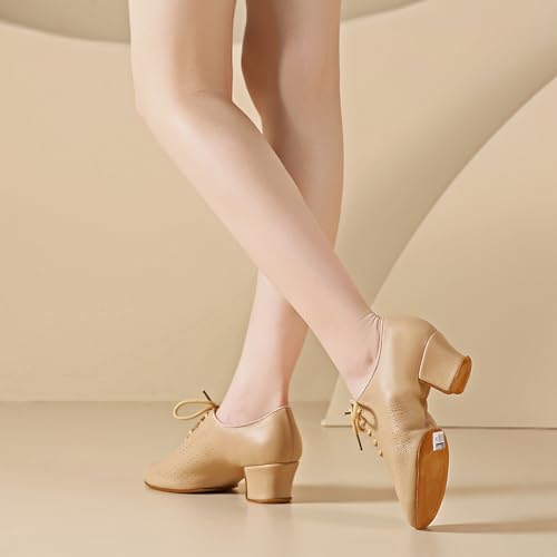 Women's Closed Toe Latin Dance Shoes Split-Sole Modern Salsa Teaching Ballroom Practice Dance Shoes,WDL-K21-Suede Sole-2”Heel4