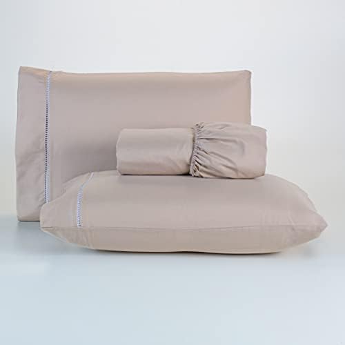 Jogo De Lençol 400 Fios Percal Poliéster Liso Toque Macio com Elá...