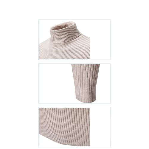 Men Ribbed Turtleneck Sweater Slim Fit Knitted Pullover Long Sleeve Casual Basic Stretch Trendy Winter Top3