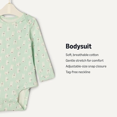 Amazon Essentials x Sofia Grainge Unisex Babies' Long Sleeve Crew Neck Bodysuit, Pack of 3, Rabbits/Round Trees/Stripe, 3-6 Months - image 2
