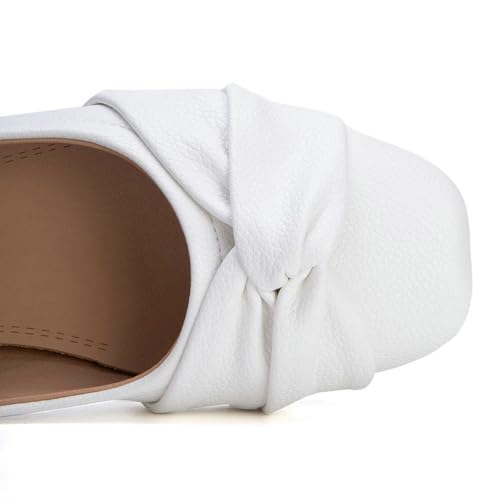 DINTAHA Womens Ballet Flat with Bow,Womens Square Toe Flats,Casual Slip On Work Flat Ballerina Shoes4