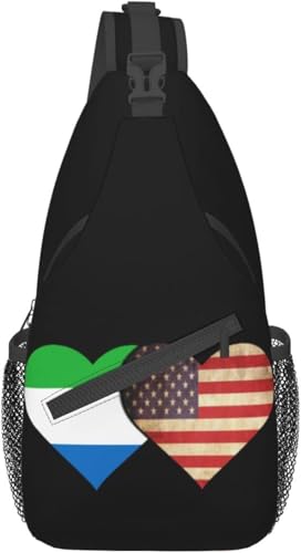 Mochila bandolera unisex bandera Sierra Leone y EE.UU.