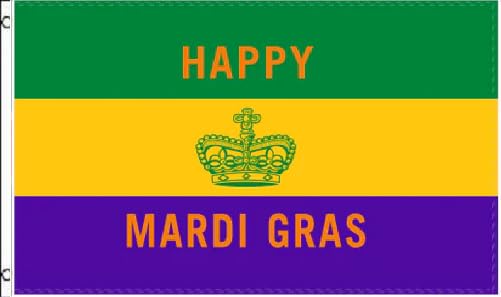 Trade Winds 12X18 HAPPY MARDI GRAS CROWN NEW ORLEANS BOAT FLAG BANNER 100D