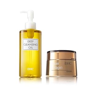 DHC Deep Cleansing Oil 6.7 Fl Oz. and Super Collagen Cream 1.7 oz Net wt.
