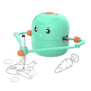 Interactive Educational Drawing Robot for Kids – Montessori Learning Toy with 100 Word Cards, Voice Interaction, Ages 5+ (Green)