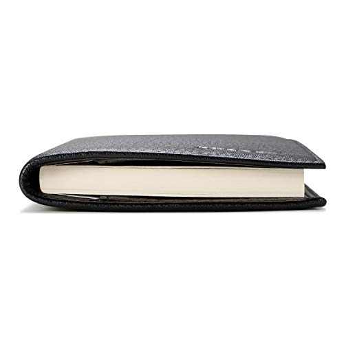 Image of HISCOW Minimalist Checkbook Cover - Full Grain Leather (Pebbled Black) | Full grain cowhide, transaction register & check book pockets, removable duplicate divider, durable stitching, gifts for men