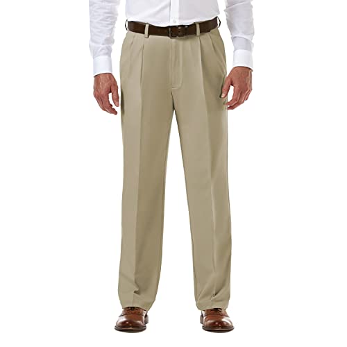 Haggar Men's Classic Fit Cool 18 Pro Pleated Golf Pant Khaki - image 1