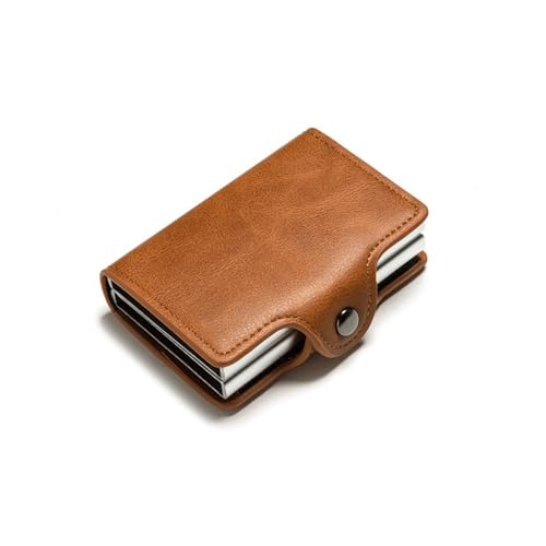 men's wallet Men's Double Box Card Holder Wallet Anti-Theft PU Leather Travel Money Case(Gray)