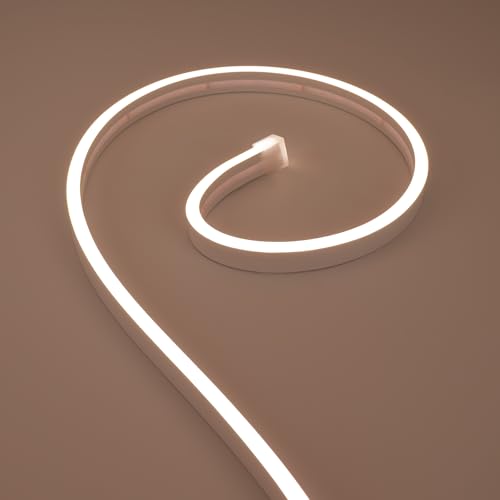 JOYLIT 24V Neon Striscia LED 5M 3000K Bianco Caldo, 6x12MM Flessibile Neon LED Strisce Silicone CRI 90+ IP67 Impermeabile Senza Punti Strip LED Per Cucina, Giardino (Alimentazione Non Inclusa)