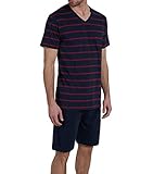 bugatti kurzer Schlafanzug / Pyjama / Shorty, bügelfrei + temperaturausgleichend (54, 432 rot-dunkel-Ringel)