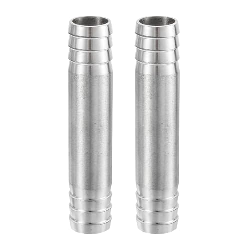 Image of sourcing map 2Pcs 20x100mm Hose Barb Equal Pipe Fitting, 304 Stainless Steel Pipe Adapter Connection Fitting for Vacuum Systems, Industrial Connections, Pneumatic Equipment, Silver