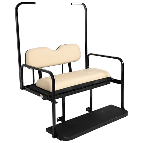 SCITOO Golf Cart Rear Seat Kit with Steel Frame for Club Car DS 2000.5-2013 Rear Golf Cart Seat Cushion Assembly Wheat