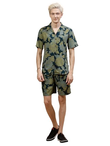 Image of Rigo Printed Co-Ord Set for Men's | Casual Shirt & Shorts Night Suit Set | Lounge-wear Nightdress Pajama Set for Men's | Night Wear, Beach Wear, Vacation Wear Outfit