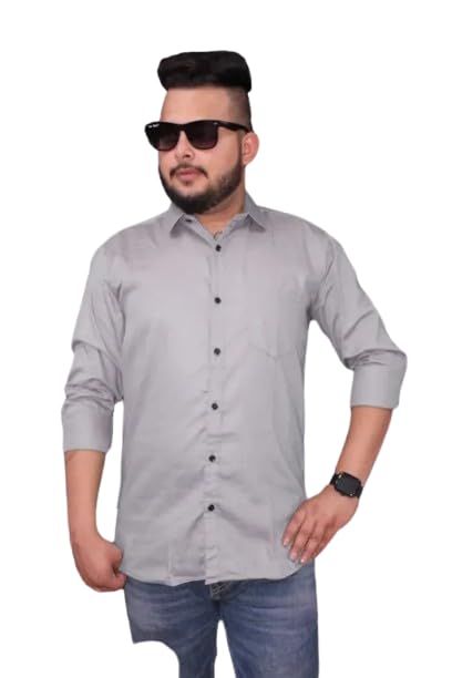 Image of Men's Cotton Casual Shirt, Brown, Full Sleeves, Regular Fit