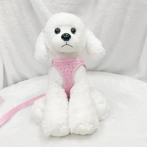 aichilra Hundegeschirr Kleine Hunde, Geschirr Katze mit Diamanten, Weiches Netzgewebe, Atmungsaktive Hundeweste mit Leine, Welpengeschirr für Kleine Hunde, Katzengeschirr, XS