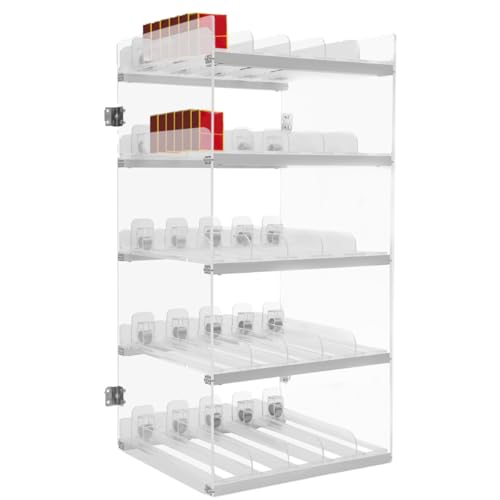 Cashewnuts 250-Capacity Cigarette Display Racks Blunt Wraps or Candy Display Case 5 Tier Acrylic Displays Rack Retail Cabinet Organizer