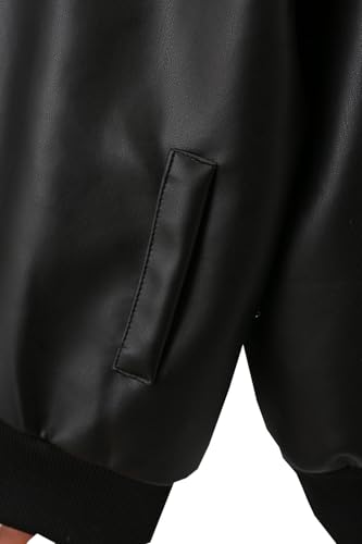 Boys' Fashionable Leather Jackets Stand Up Collar Windproof Jacket Coats4