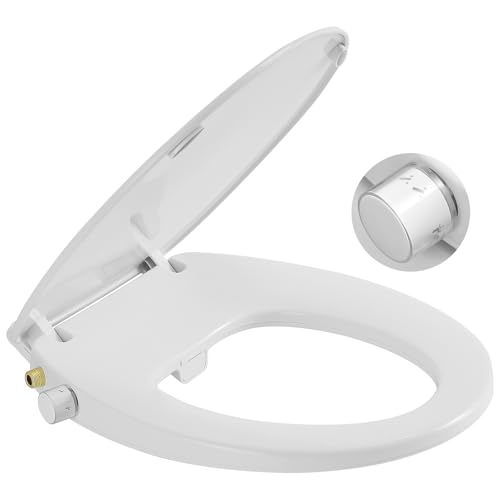 BDJM Bidet Toilet Seat Non-Electric Quiet-Close Fits Round Toilets Adjustable Water Pressure and Self-Cleaning Dual Nozzles