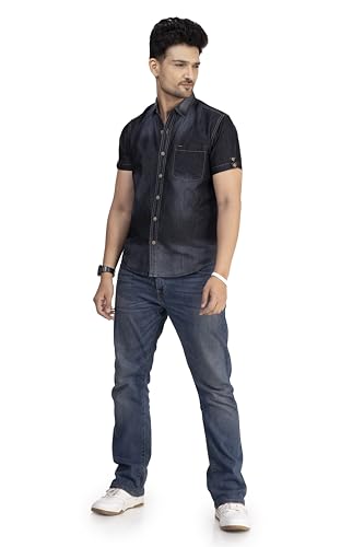 Image of Men's Denim Casual Shirts for Men | Half Sleeve Shirt | Regular Fit