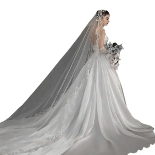 Voile de mariage avec peigne pour mariée élégante en longueur sol