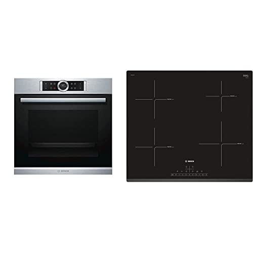 Bosch HBG635BS1 Serie 8 Einbau-Backofen & Bosch Serie 6 PIE631FB1E Einbau-Induktionskochfeld, Schwarz