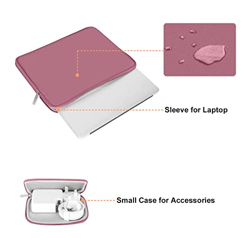 Image of MOSISO Laptop Case 16 inch, 15-15.6 inch Laptop Sleeve Bag Compatible with MacBook Pro 16 inch, HP, Acer, Dell, Lenovo, ASUS Notebook, Neoprene Computer Sleeve Bag with Small Case, Dusty Rose