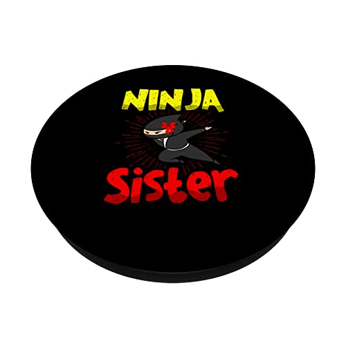 Ninja Sister Japanese Mercenary Shinobi Kunai Shuriken PopSockets Swappable PopGrip, Black - Image 2