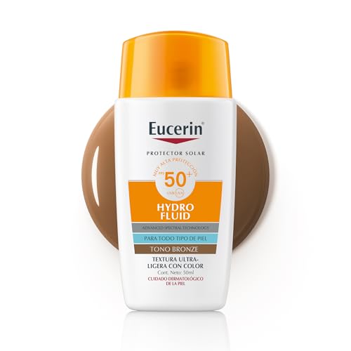 Eucerin Sun Face Hydro Fluid FPS 50 + Tono Bronze 50ml Protector Solar Facial con Color, textura ligera, suave y refrescante. Rápida absorción sin...