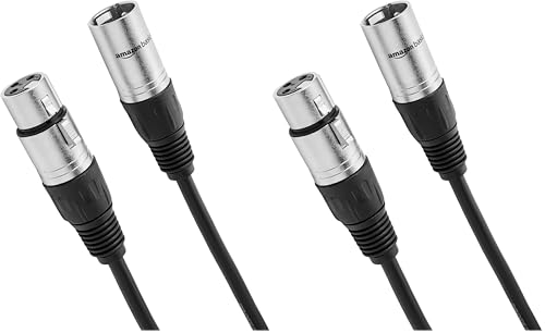Image of Amazon Basics 4-Pack XLR Microphone Cable for Speaker or PA System, Recording Studio, All Copper Conductors, 6MM PVC Jacket, 15 Foot, Black