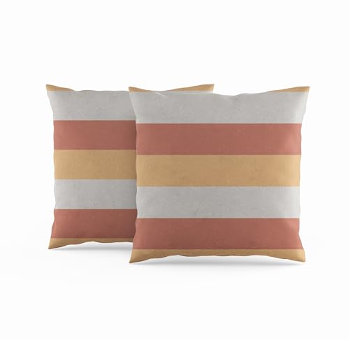 ggaimwf Housses de Coussin à Rayures Orange Gris Coussin d'art Moderne Minimaliste Taies d'oreiller continentales Lin Salon Décoration intérieure Canapé Lit Coussins Double Face 45x45cm Lot de 2