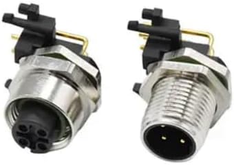 M12 PCB 航空プラグ 防水 IP67 5 ピン オス メス 90 度曲げコネクタ 工業用グレード M12 溶接ソケット