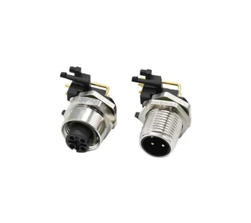 LEJDI M12 PCB Aviation Plug Waterproof IP67 3 Pin Male Female 90 Degree Bent Connector Industrial Grade M12 Welding Socket